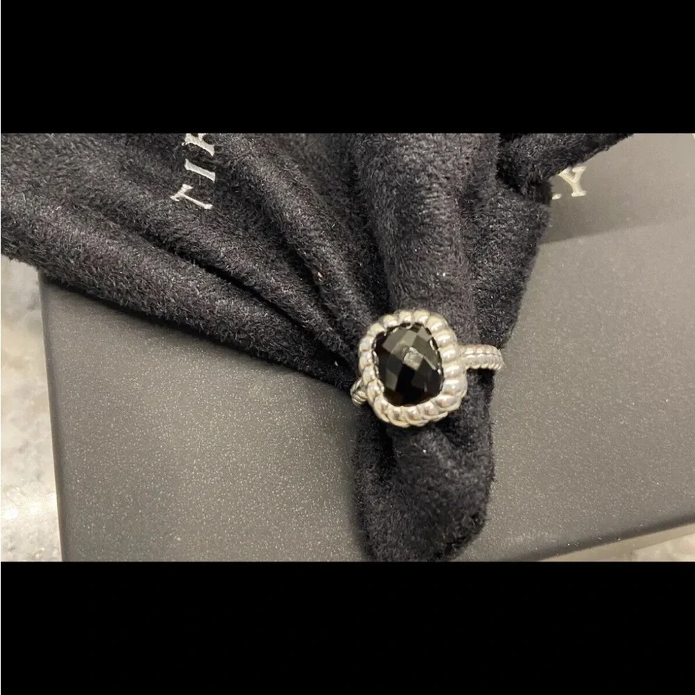 Tiffany Kay Studio Sterling Silver Herringbone Black Onyx Ring - Size 6
